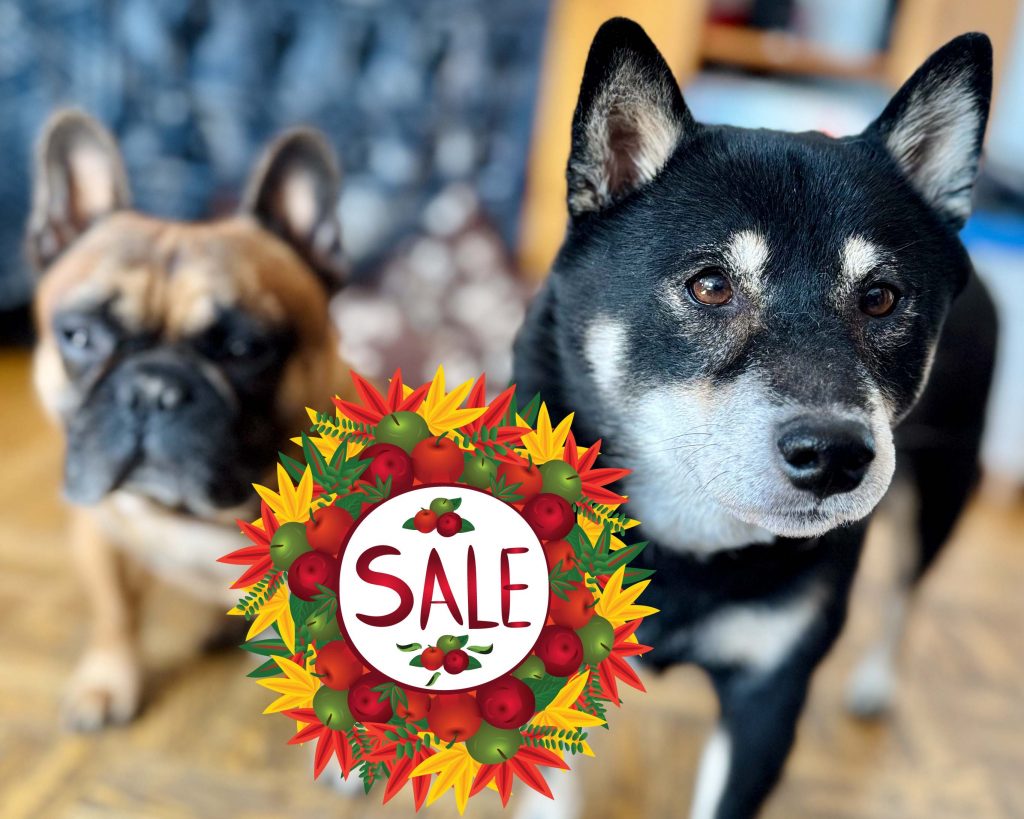 Hunde mit Sale Schild